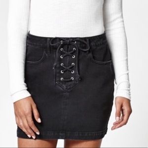 Pacsun Black Lace up Jean skirt